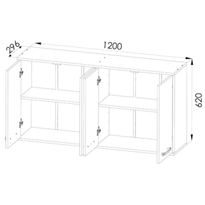 Alto: 62cm x Ancho: 120cm x Prof.: 29.6cm