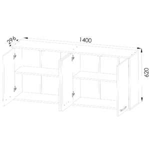 Alto: 62cm x Ancho: 140cm x Prof.: 29.6cm