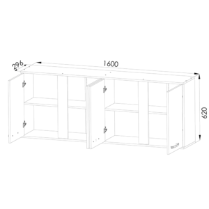 Alto: 62cm x Ancho: 160cm x Prof.: 29.6cm